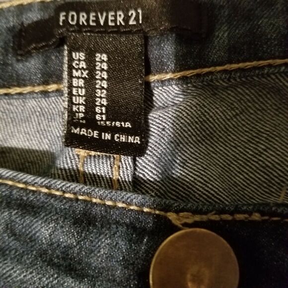 Forever 21 Womens Skinny Jeans Size 24 Medium Wash Stretch Low Rise Zip Fly - Picture 8 of 8